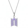 Kpop Purple CZ Logo Pendant Necklace