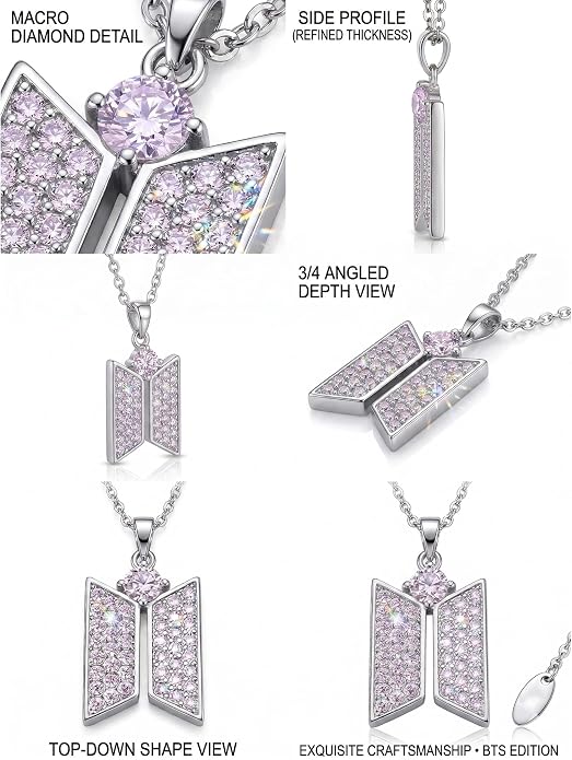 Kpop Purple CZ Logo Pendant Necklace